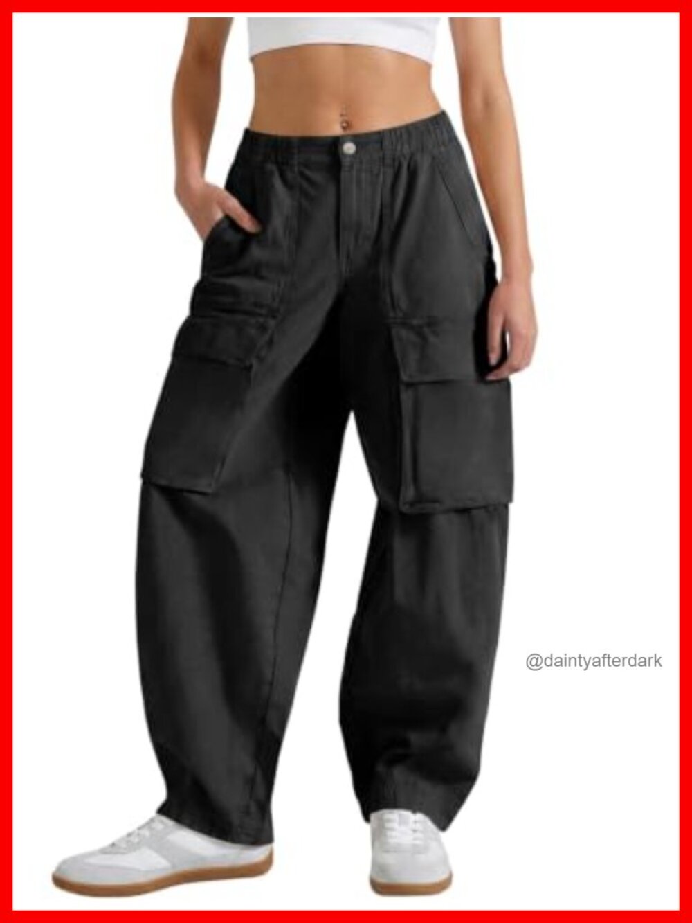 Women's Baggy Wide Leg Cargo Pants High Waisted Joggers Hiking Pockets Cotton